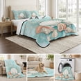thumbnail image 6 of Quilts Twin XL Size Bedding Set, Coastal Seashells Lightweight Quilted Comforter, Watercolor Ocean Coral Conch Blue Green Soft Bedspread Coverlet with Pillow Covers for All Season, 68" x 98", 6 of 9