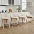 thumbnail image 6 of Zesthouse 26.8″ Swivel Bar Stools Counter Height Set of 2, Modern Counter Stools with Backs & Wood Legs, Upholstered Linen Fabric Barstools for Island Kitchen, Beige, 6 of 11