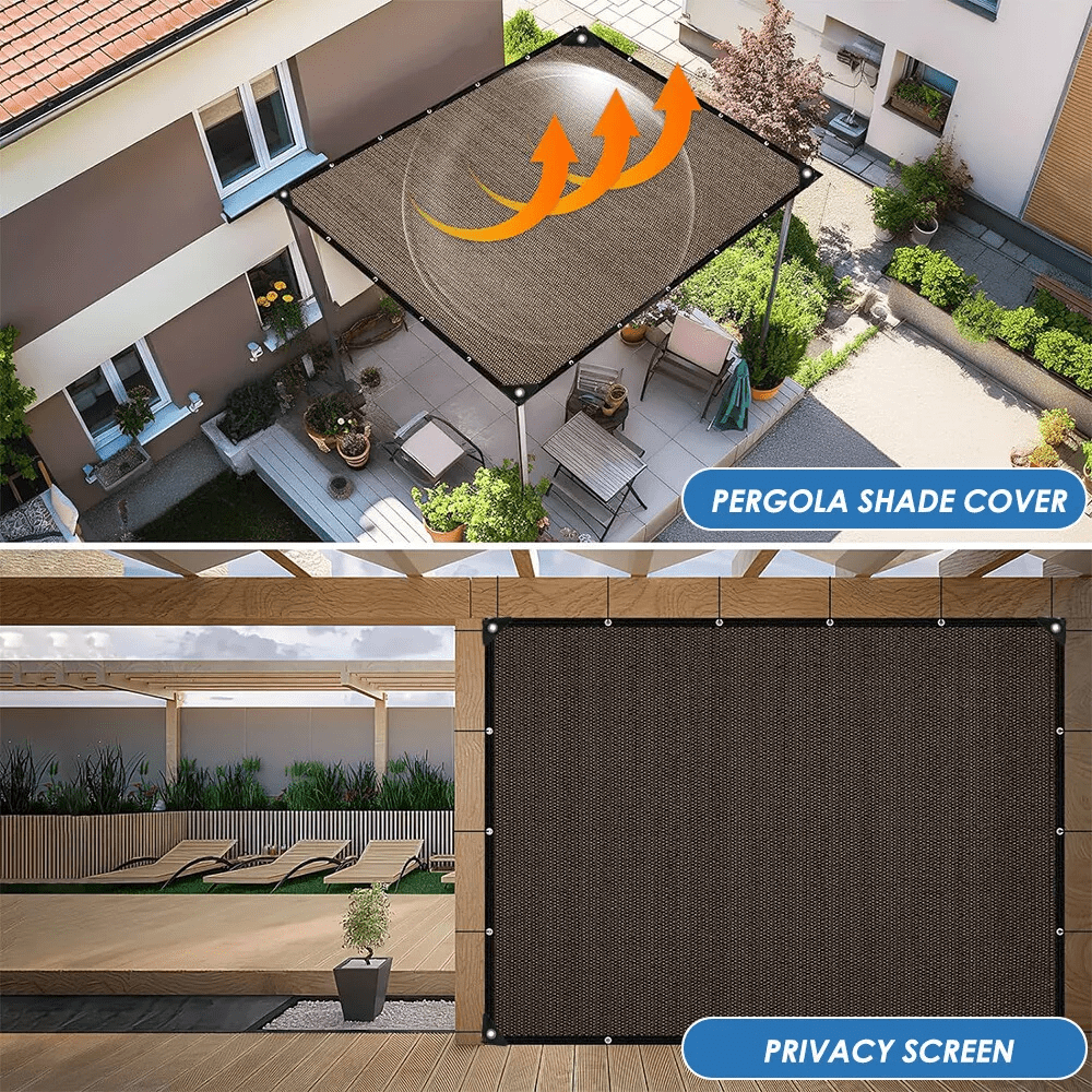 Sun Shade Cloth with Grommets, Privacy Screen Pergola Mesh Cover,  90% UV Protection for Outdoor Canopy Patio Garden