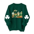 thumbnail image 2 of Herrnalise Women's St. Patrick's Day Clover Printed Tops Irish Shamrock Sweatshirt Long Sleeve Slouchy Pullover Tops Gear up for greatness for less, 2 of 4