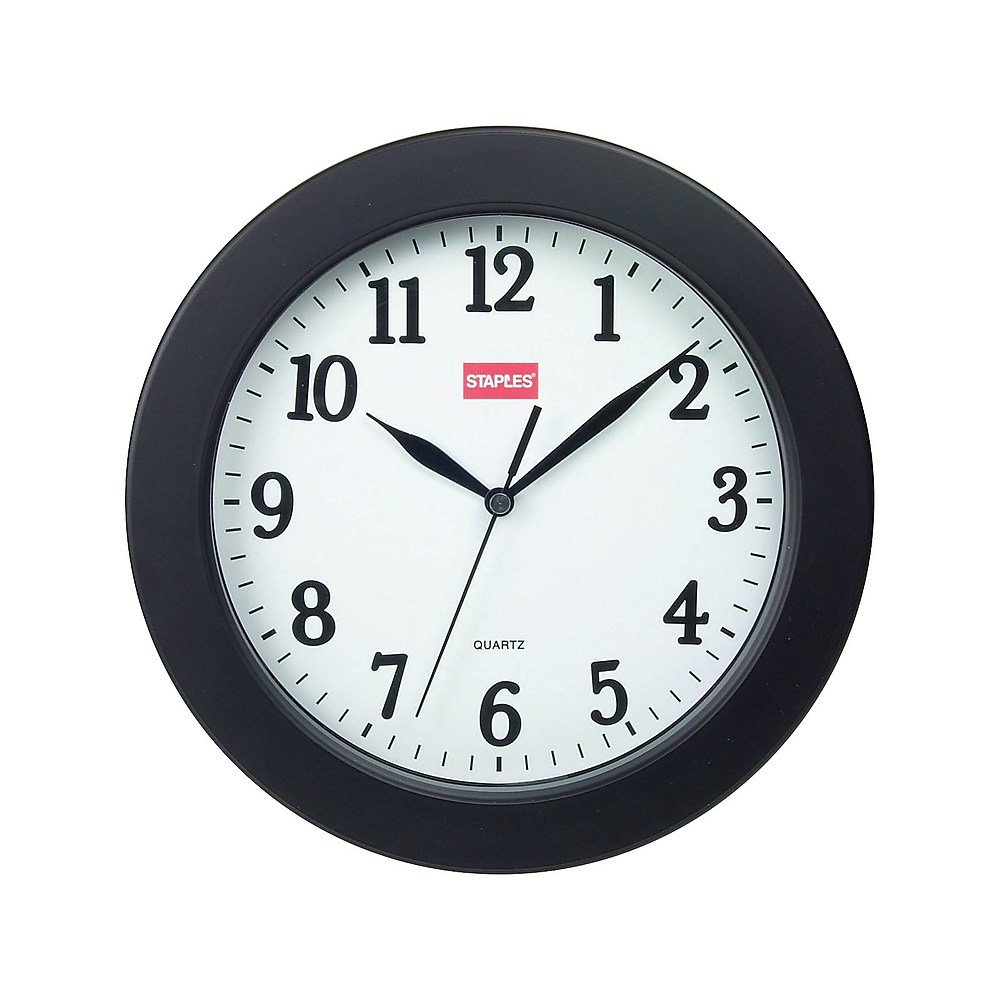 Staples Wall Clock Plastic 10" Dia. (32436) 687525