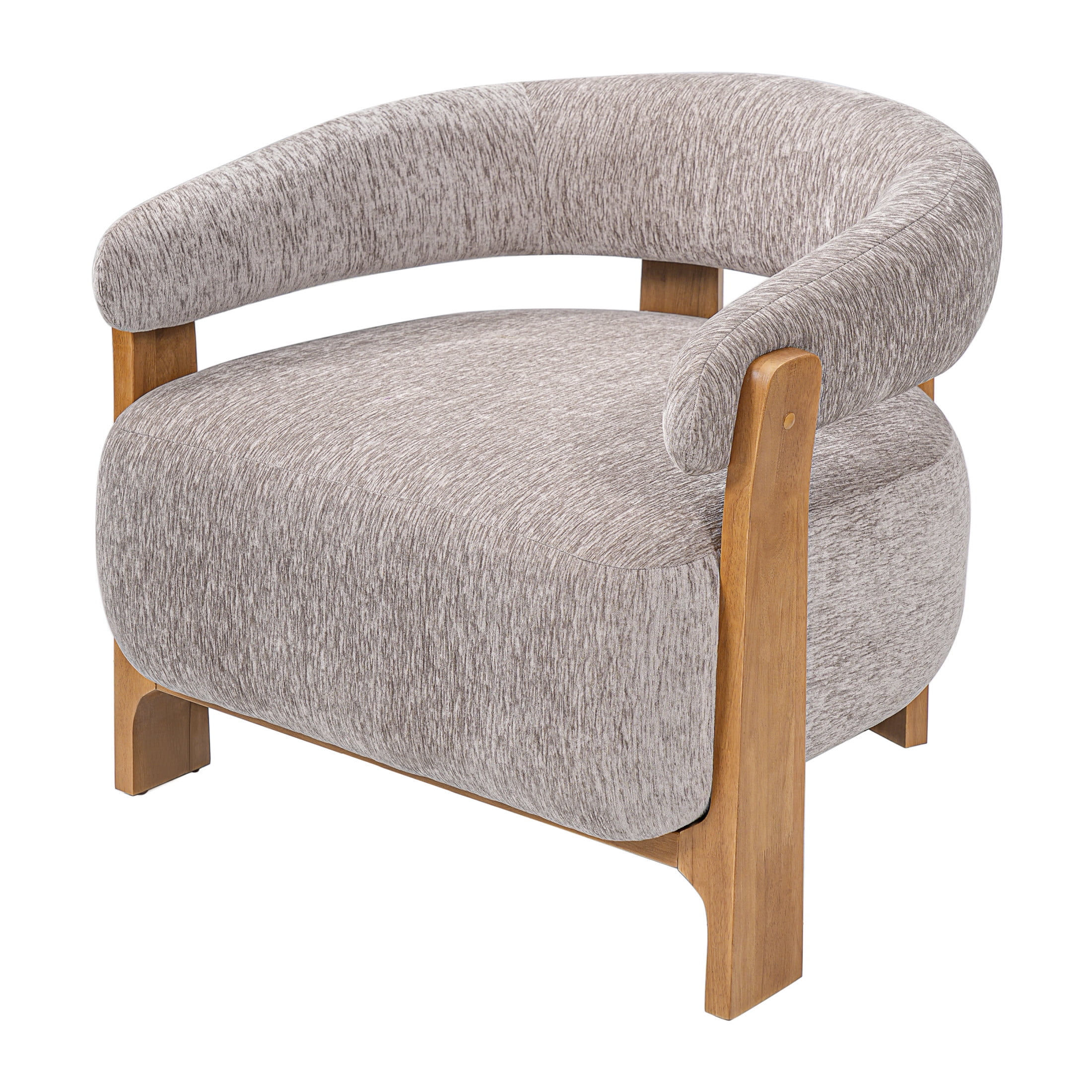 Christopher Knight Home Modern Curved Arm Accent Chair, Fabric Upholstery, Solid Wood Frame, Almond, Set of 2