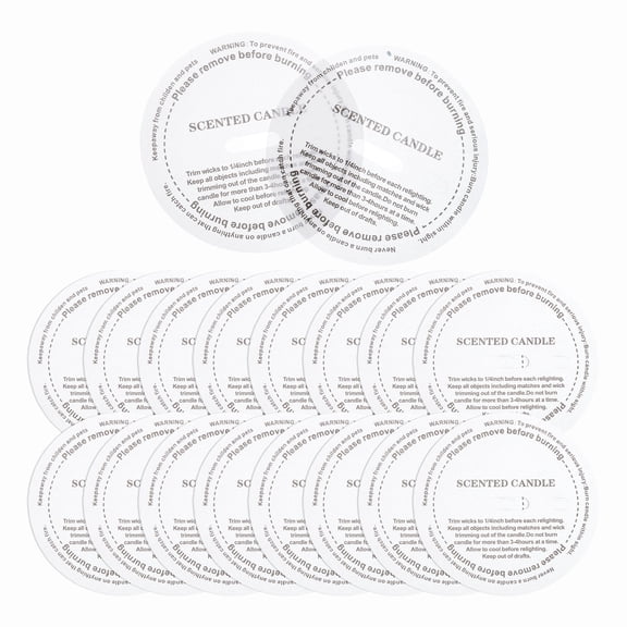 30 Pcs Candle Dust Covers, 8cm/3.1" Round Printed Translucent Candles Drip Protectors Lid Accessories Letter Pattern for Craft Fragrance Making Jars Boxes Packaging