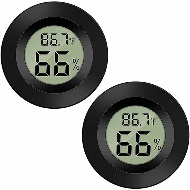 Paquete de 2 minihigrómetros digitales, termómetro interior, monitor LCD, temperatura exterior, humedad para humidificadores, invernaderos, jarras de cigarros, incubadoras, estuche de guitarra, Fahrenheit (°F) o Celsius (°C)