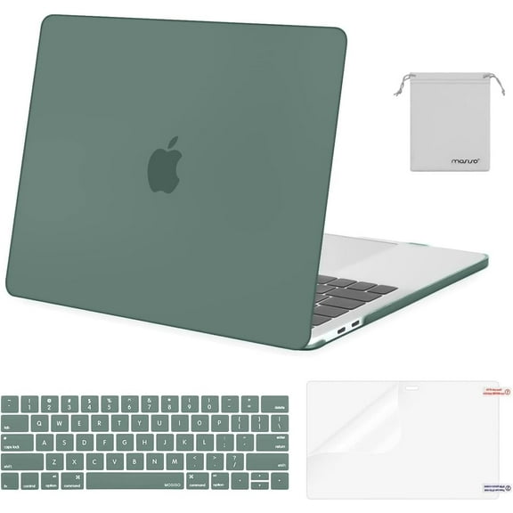 Compatible with MacBook Pro 13 inch Case M2 2025, 2024, 2023, 2022-2016 A2338 M1 A2251 A2289 A2159 A1989 A1708 A1706, Plastic Hard Shell&Keyboard Cover&Screen Film&Storage Bag, Midnight Green