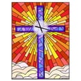 thumbnail image 1 of DesignArt Holy Cross Stained Glass Style Large Wall Clock, 1 of 2