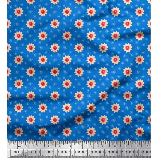 Soimoi Silk Fabric Artistic Floral Decor Fabric Printed Yard 42 Inch Wide