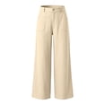 thumbnail image 5 of RUTAYY Women's Pants Loose Fit Solid Color Straight Leg Long Bottoms Casual Daily Wear with Pockets Comfortable Trendy Beach Trousers, 5 of 6