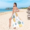 thumbnail image 6 of FORMRS Womens Long Sarong Beach Wrap Semi-Sheer Bikini Skirt Bathing Swimsuit Cover Up, Pineapple, 6 of 7