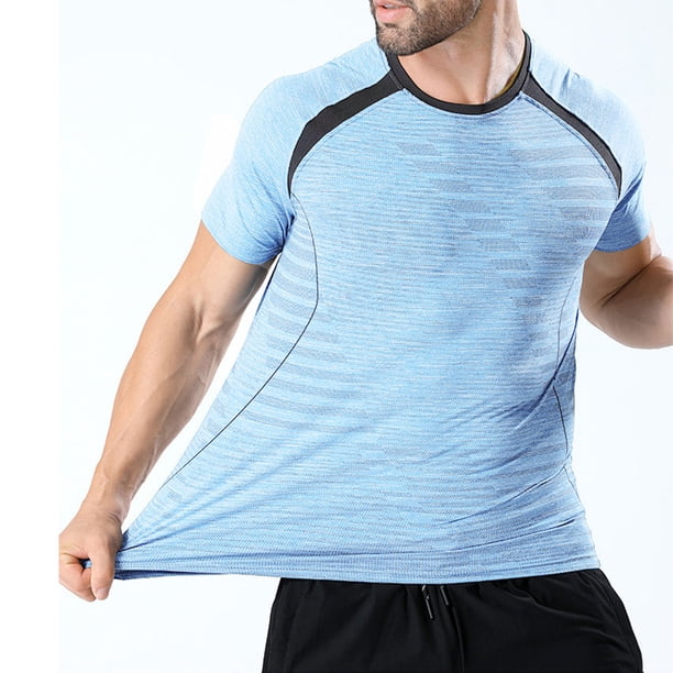 pstuiky Mangas cortas para hombre, Camiseta deportiva informal de cuello redondo y color liso para hombre, lavada y desgastada ropa de hombre xl