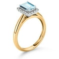thumbnail image 3 of Gem Stone King 0.96 Ct Sky Blue Aquamarine G/H Lab Grown Diamond 10K Yellow and White Gold Halo Engagement Ring (Size 5), 3 of 4