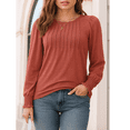 thumbnail image 3 of WQD Womens Long Sleeve Shirts Pleated Crewneck Tops Business Casual Blouses Fashion Dressy Smocked Cuffs Pullover Fall Spring Winter, 3 of 7