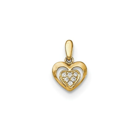 14k Yellow Gold CZ Children's Heart Pendant