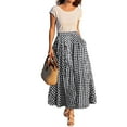 thumbnail image 5 of BLOCLOALO Culottes Baggy Pants Women's Summer Elastic High Waist Plaid Ruffled Maxi Skirt Swing Flowy A Line Skirt Flowy Pants Beach Pants Drawstring Pants Black 4Xl, 5 of 7