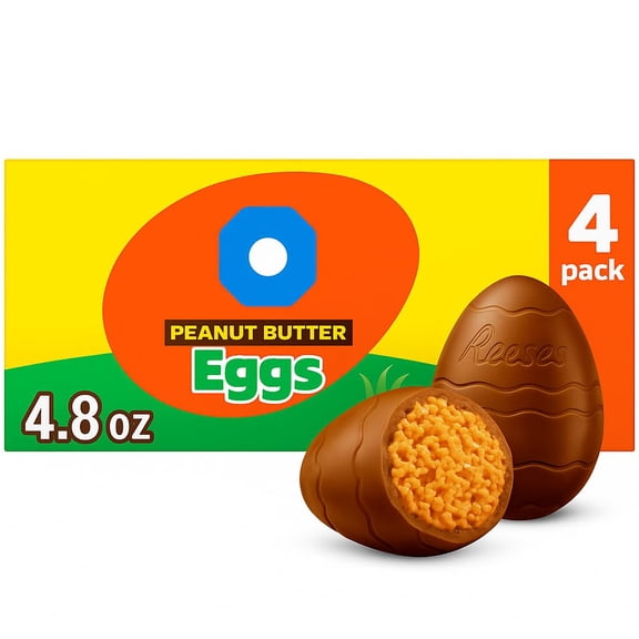 Milk Chocolate Peanut Butter Creme Eggs Candy, Easter, 1.2 oz Box (4 Pieces) 034000855886