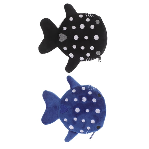 HINTRMENT 2Pcs Soft Plush Shark Wallet Small Portable Coin Purse with Noise Reducing Interior