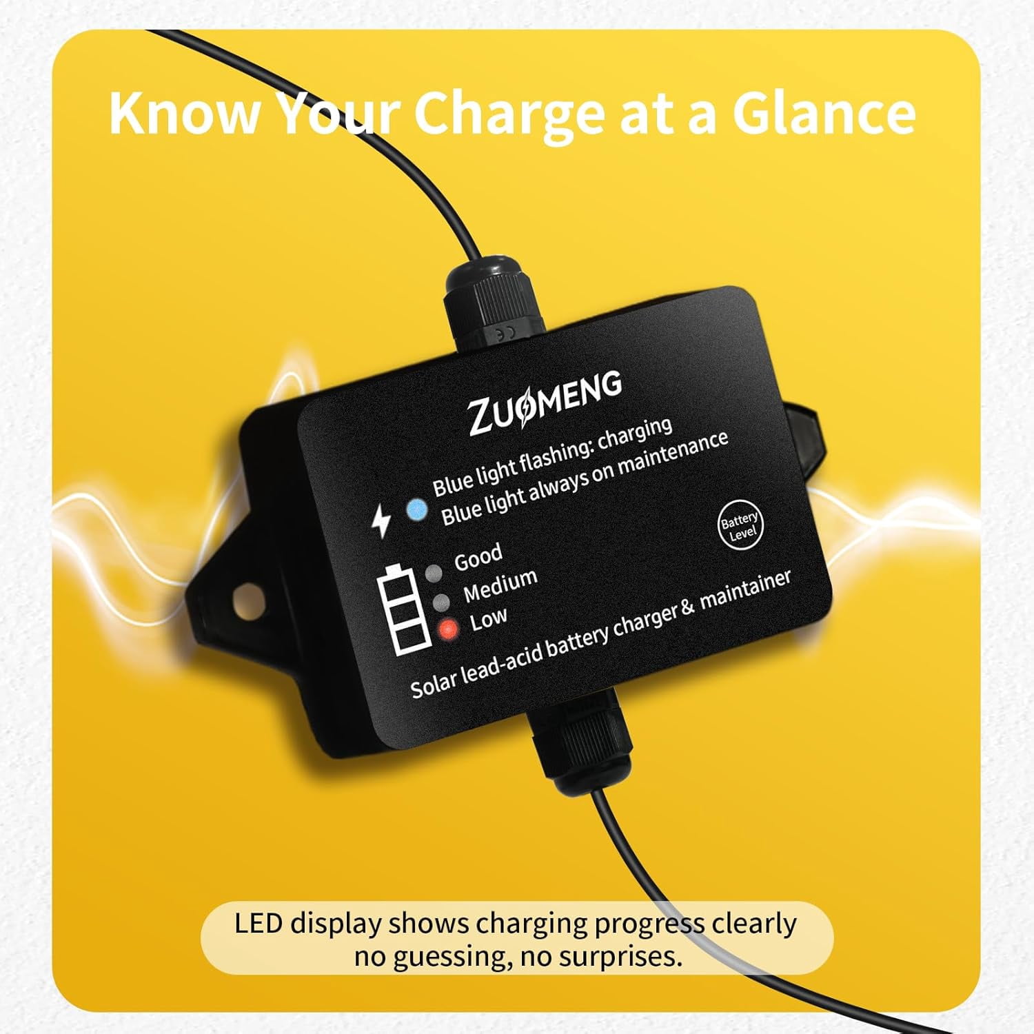 32W Solar Battery Charger, Zuomeng MPPT Solar Battery Maintainer & Solar Trickle Charger Kit with 32W High-Efficiency Solar Panel, Pulse Repair Solar Battery Charger