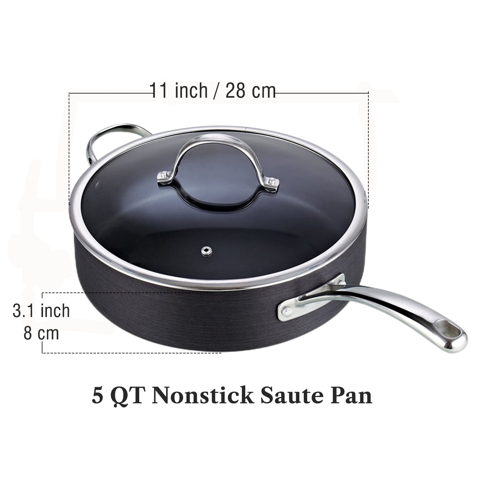 Cooks Standard Classic 5 Quart/11 Stainless Steel Deep Saute Pan with Lid