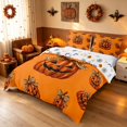 thumbnail image 2 of Homewish Watercolor Pumpkin Lantern Duvet Cover Queen, Girls Leopard Bowtied Queen Bedding, Bright Orange, Pumpkin Bat Reversible 3 Pieces, 1 Duvet Cover and 2 Pillowcases, 2 of 6