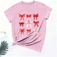 thumbnail image 4 of YueHuiYing Women's Valentine's Day Bow Graphic Fashion Casual Printed Round Neck Lovers Short Sleeved T-shirt Top, 4 of 6