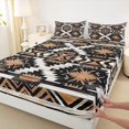 thumbnail image 5 of Manfei Hippie Aztec Geometric Queen Sheets, Southwestern Queen Sheet Sets, Brown, Black and White, Reversible 4 Pieces1 Flat Sheet + 1 Fitted Sheet + 2 Pillowcases, 5 of 6