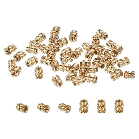 M1.2x2.5x2 mm Brass Threaded Insert, Metric knurled Nuts Heat Set Insert for Plastic & 3D Printing Components, 100 Pcs