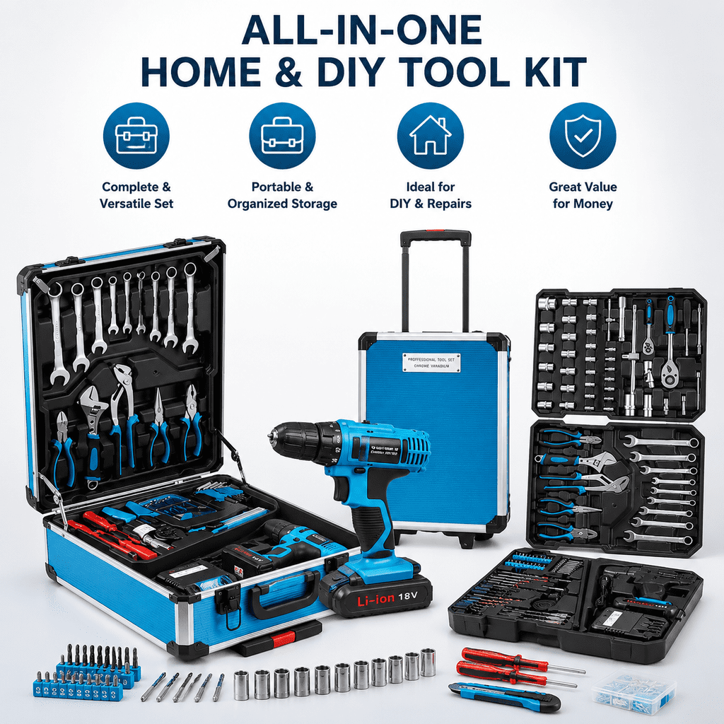 Home Tool Set Kit - 799PCS Home Auto Repair Tool Kit with Rolling Tool Box, Mechanic Tool Sets with 18V Max Cordless Power drill, Perfect for Homeowner, Diyer, Handyman
