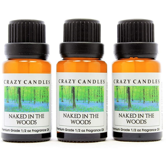 Crazy Candles Naked in The Woods (Made in USA) 3 Bottles 1/2 Fl Oz Each (15ml) Premium Grade Scented Fragrance Oil (Women, Sun-warmed Figs, Italian Bergamot and White Tea Leaves)