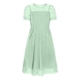 thumbnail image 4 of Yanlir Robe en Maille à Pois pour Filles avec Manches Bouffantes et Jupe Fluide Respirante Robe de Soirée pour Grandes Enfants Col Rond Doux Manchette à Volants Occasion Décontractée et Formelle (Vert, 5-6 Ans), 4 of 5