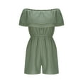 thumbnail image 5 of Women Boho Summer Romper Casual Floral Print Off Shoulder Strapless Shorts Jumpsuits, 5 of 7