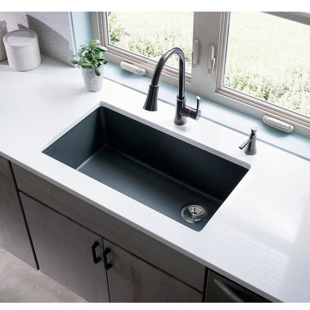 ラッカ庵野　33枚 Elkay Quartz Luxe 33 x 20.8 x 9.4 Single Drop-in Sink Caviar