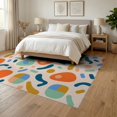 thumbnail image 3 of ODIKA 6'x9' Washable Area Rug Ivory Abstract Painted Stripes Dynamic Geometric Shapes with Playful Patterns for Family Room, Living Room, Master Bedroom, Non-Slip, Easy Care, 3 of 7