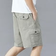 thumbnail image 4 of XUNKUSGA Mens Shorts Lightweight Cotton Solid Color Beach Shorts for Men Classic Elastic Waist Loose Drawstring Cargo Shorts with Multi-Pocket L-5XL,Gray, 4 of 7