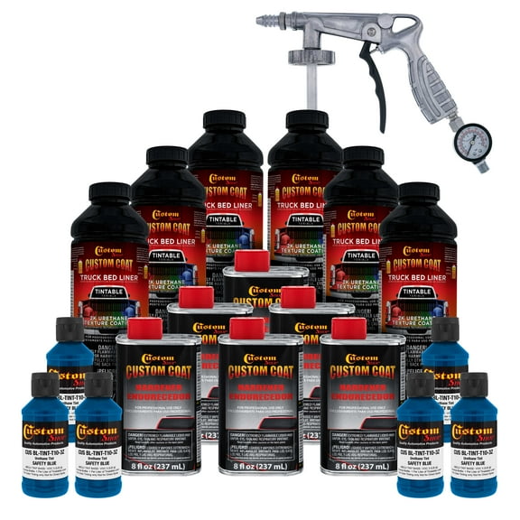 Custom Coat Safety Blue 1.5 Gallon Urethane Spray-On Truck Bed Liner Kit with Spray Gun