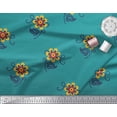 thumbnail image 3 of Soimoi Green Velvet Fabric Leaves & Floral Ethnic Print Sewing Fabric Yard 58 Inch Wide, 3 of 3