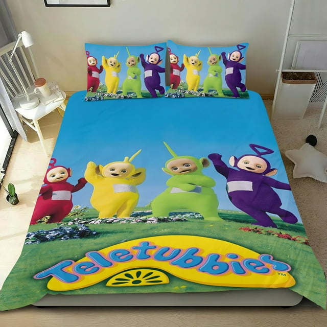 Teletubbies Conjunto de sábanas temático, trío de piezas, cómodo y amigable con la piel, diseño único, regalo de decoración para el hogar para familiares, amigos y fans,173cm *218cm