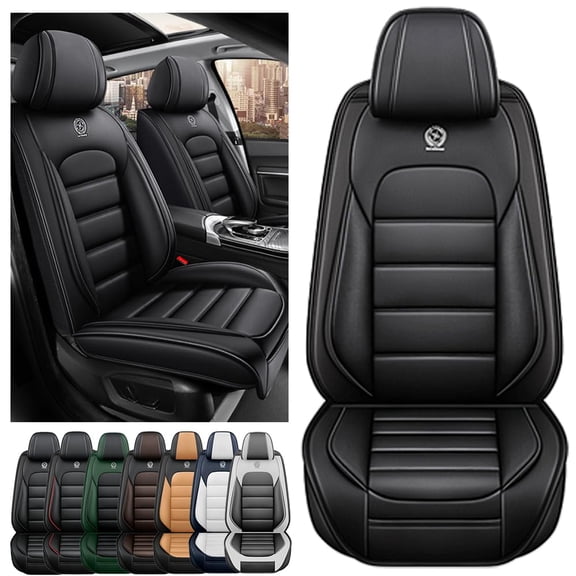 AFUNTIO Seat Covers for Volkswagen 99% Models,2PCS Leather Car Seat Cushions,Waterproof Car Sit Protectors,Nonslip Interior Accessories(Solid Black)