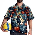 thumbnail image 4 of Love Men's Poplin Casual Printed Button Down Short Sleeve Summer Beach Shirts Unisex, 4 of 6