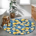 thumbnail image 4 of Summer Fruit Round Area Rugs 3 ft, Watercolor Lemon Cute Frangipani Blue Leaves Rustic Washable Small Area Rug with Non-Slip Sturdy Edge Binding Round Front Door Mat Floor Carpet for Entryway, 4 of 9