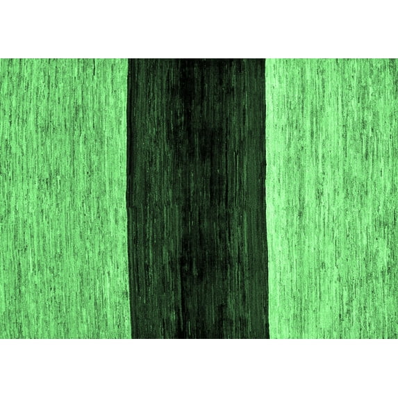 Ahgly Company Indoor Rectangle Abstract Emerald Green Modern Area Rugs, 2' x 3'
