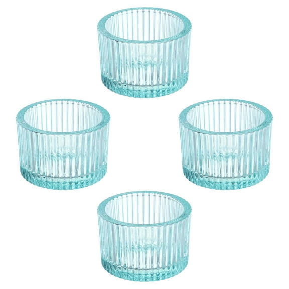 Uxcell 4 Pcs Tea Lights Candle Holder Glass Candle Holders for Table Centerpiece Decor Wedding Dinner Party Blue