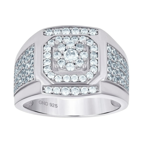 925 Sterling Silver Mens Cubic Zirconia Square Head Presidential Ring Size 12 16.1x5.1mm Wide Ring for Men