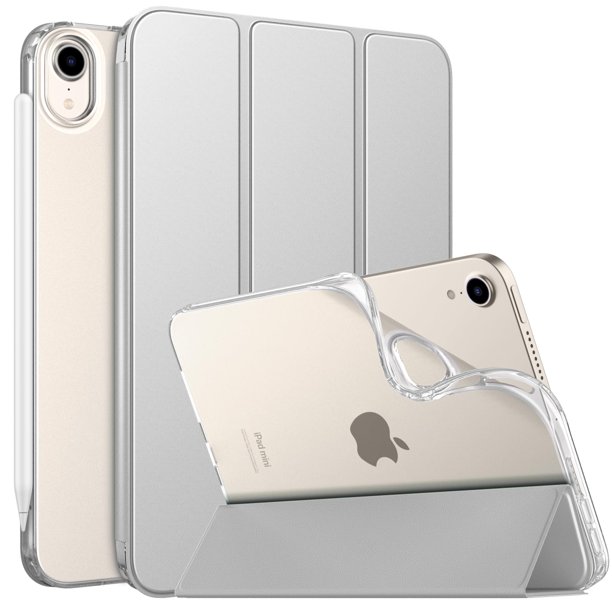 Funda MoKo Soft TPU translúcida esmerilada para iPad mini 7, color plateado