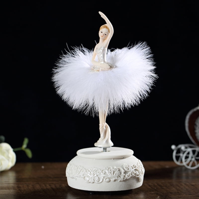 Swan Lake Singeek Ballerina Girl Mechanism Rotate Music Box with Colorful Lights and Sankyo 18-Note Wind Up Signs of The Girl Heart Gift for Birthday Christmas