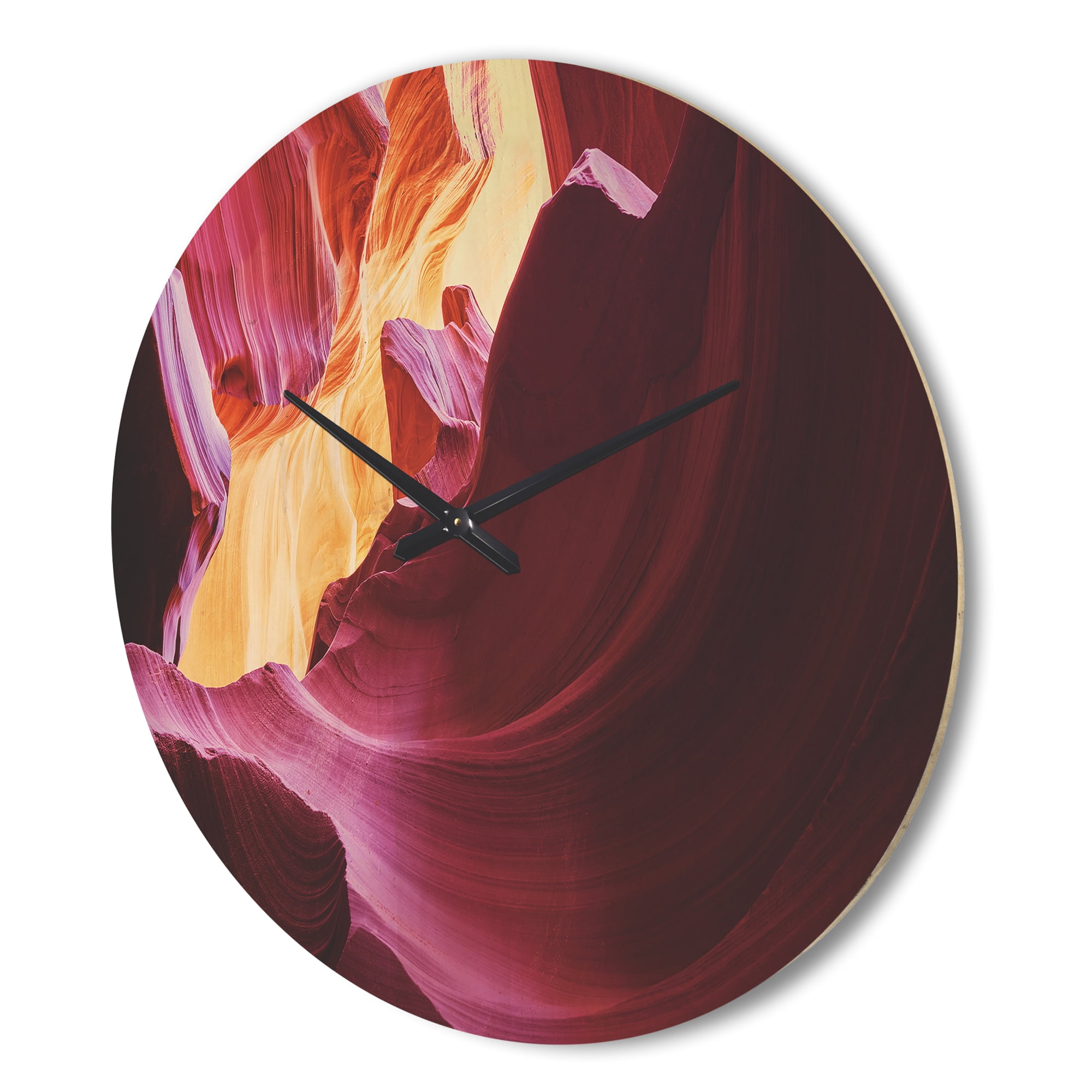 Designart 'Purple in Antelope Canyon Landscape' Modern Wood Wall Clock