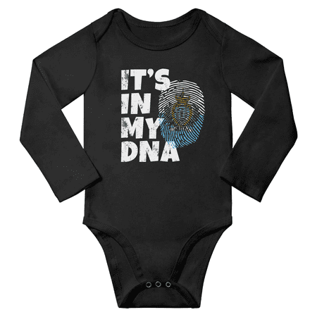 

It s In My San Marino DNA Baby Long Sleeve Bodysuits Unisex Gifts (Black 12 Months)