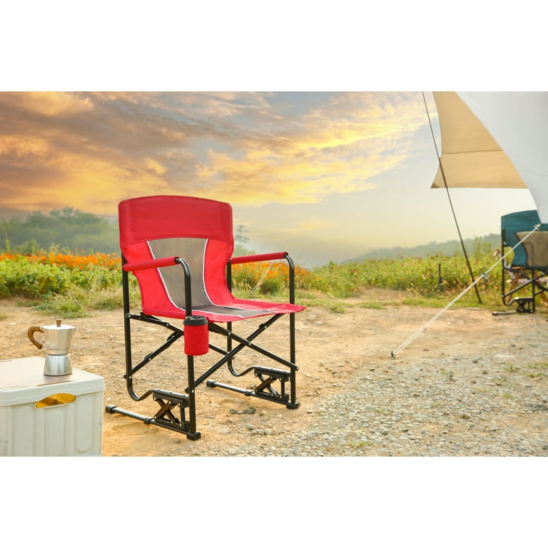 Red Rocker Camping Chair Portable Folding Rocking Chair with