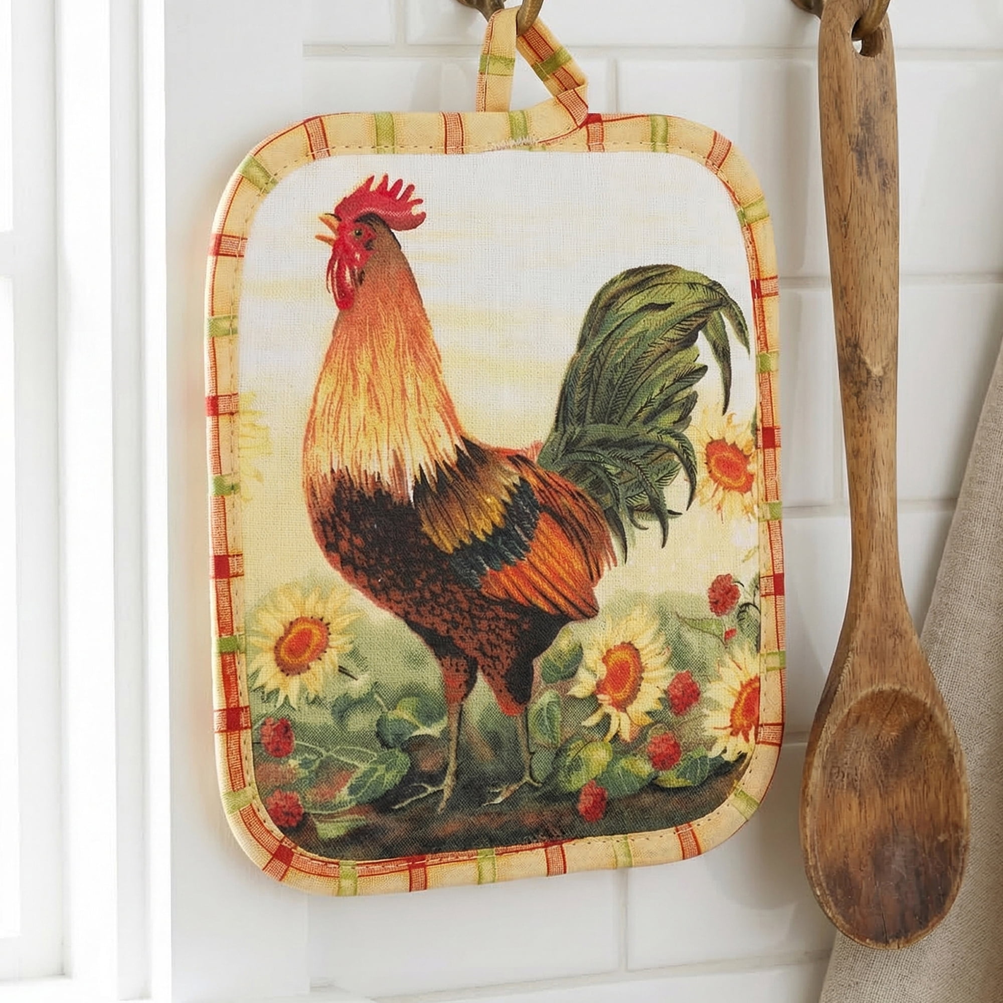 Unique Bargains 2 Pcs Pot Holders, Heat Resistant Trivets for Baking Rooster 6.5"x7.9"