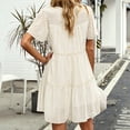 thumbnail image 4 of QUYUON Mini Dresses for Women Casual Crew Neck Short Sleeve Ruffle Tiered Summer Dress Pleated A-Line Flowy Short Dress Beach Sundress Evening Cocktail Party Knee Length Dresses Style D-142 Beige M, 4 of 5