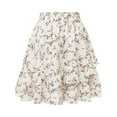 thumbnail image 1 of GPOECD Floral Print Pleated Skirts for Women A Line Patchwork Ruffle Bodycon Skirt Skirts for Women White,L, 1 of 2
